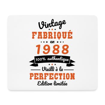 Anniversaire 35 ans - Vintage 1988 - Tapis de souris (format paysage) - blanc - Devant