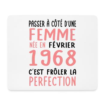 Anniversaire 55 ans - Née en Février 1968 - Tapis de souris (format paysage) - blanc - Devant