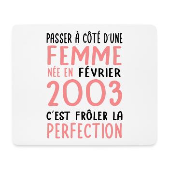 Anniversaire 20 ans - Née en Février 2003 - Tapis de souris (format paysage) - blanc - Devant