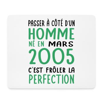 Anniversaire 20 ans - Né en Mars 2005 - Tapis de souris (format paysage) - blanc - Devant
