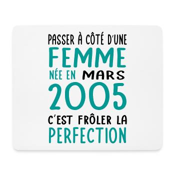 Anniversaire 20 ans - Née en Mars 2005 - Tapis de souris (format paysage) - blanc - Devant