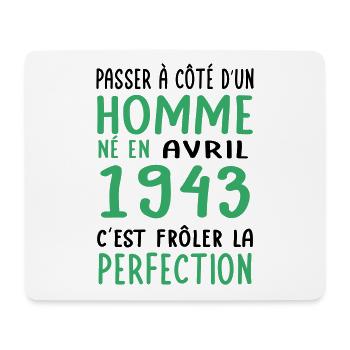 Anniversaire 81 ans - Né en Avril 1943 - Tapis de souris (format paysage) - blanc - Devant