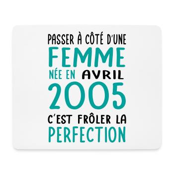 Anniversaire 20 ans - Née en Avril 2005 - Tapis de souris (format paysage) - blanc - Devant