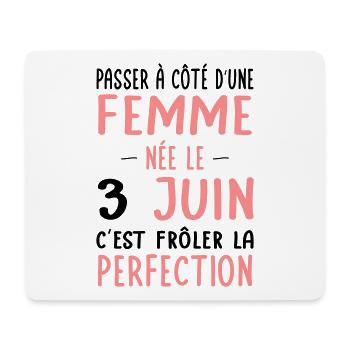 Anniversaire - Née le 3 Juin Frôler perfection - Tapis de souris (format paysage) - blanc - Devant