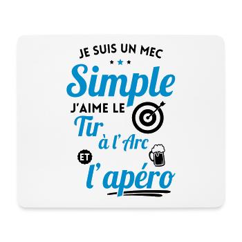 Mec simple j'aime le tir à l'arc et l'apéro - Tapis de souris (format paysage) - blanc - Devant