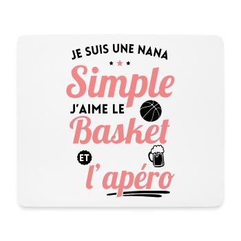 Nana simple aime le basket et l'apéro - Tapis de souris (format paysage) - blanc - Devant