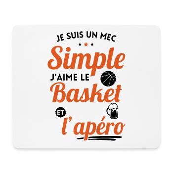 Mec simple aime le basket et l'apéro - Tapis de souris (format paysage) - blanc - Devant