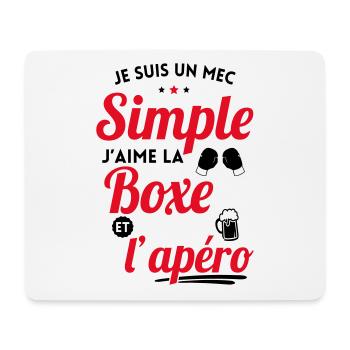 Mec simple aime la boxe et l'apéro cadeau - Tapis de souris (format paysage) - blanc - Devant