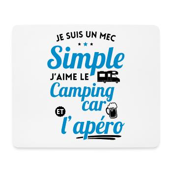 Mec simple aime le camping-car et l'apéro - Tapis de souris (format paysage) - blanc - Devant