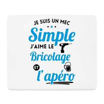 Mec simple aime le bricolage et l'apéro cadeau - Tapis de souris (format paysage) - blanc - Devant