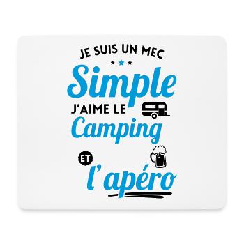 Mec simple aime le camping et l'apéro - Tapis de souris (format paysage) - blanc - Devant