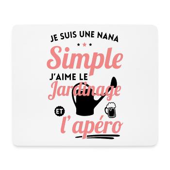 Nana simple j'aime le jardinage et l'apéro - Tapis de souris (format paysage) - blanc - Devant