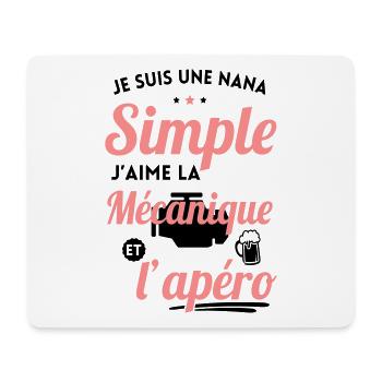 Nana simple j'aime la mécanique et l'apéro - Tapis de souris (format paysage) - blanc - Devant
