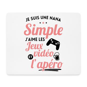 Nana simple j'aime les jeux vidéo et l'apéro - Tapis de souris (format paysage) - blanc - Devant