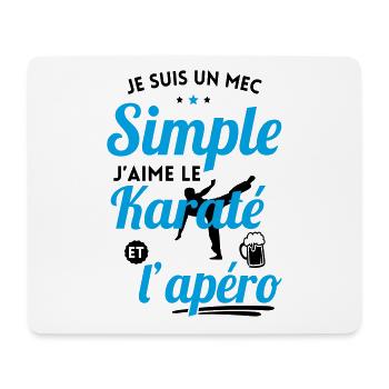 Mec simple j'aime le karaté et l'apéro - Tapis de souris (format paysage) - blanc - Devant