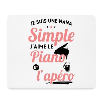 Nana simple j'aime le piano et l'apéro - Tapis de souris (format paysage) - blanc - Devant