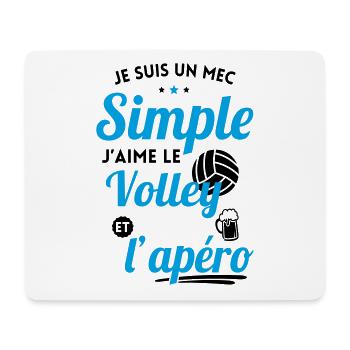 Je suis un mec simple j'aime le volley et l'apéro - Tapis de souris (format paysage) - blanc - Devant