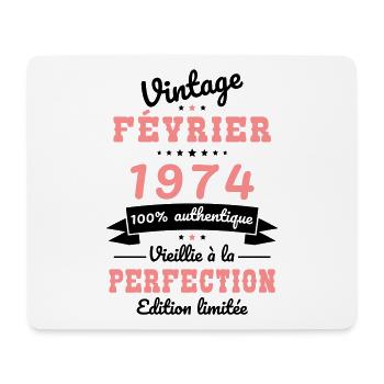 Anniversaire 50 ans - Vintage - Février 1974 - Tapis de souris (format paysage) - blanc - Devant