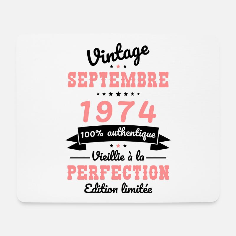 50-jähriges Jubiläum - Jahrgang - September 1974 - Mousepad (Querformat) - Weiß