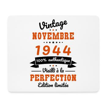 80th Birthday - Vintage - November 1944 - Mouse Pad (horizontal) - white - Front