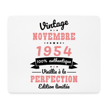 70th Birthday - Vintage - November 1954 - Mouse Pad (horizontal) - white - Front