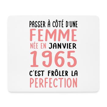 Anniversaire 60 ans - Née en Janvier 1965 - Tapis de souris (format paysage) - blanc - Devant