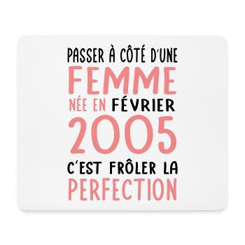 Anniversaire 20 ans - Née en Février 2005 - Tapis de souris (format paysage) - blanc - Devant
