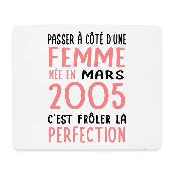 Anniversaire 20 ans - Née en Mars 2005 - Tapis de souris (format paysage) - blanc - Devant