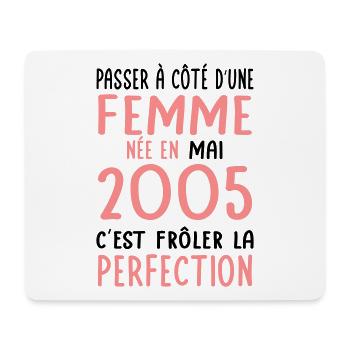 Anniversaire 20 ans - Née en Mai 2005 - Tapis de souris (format paysage) - blanc - Devant