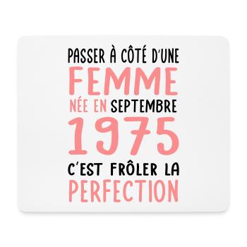 Anniversaire 50 ans - Née en Septembre 1975 - Tapis de souris (format paysage) - blanc - Devant