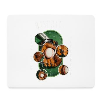 Baseball Ball Handschuh Schläger Vintage Retro - Mousepad (Querformat) - Weiß - Vorne