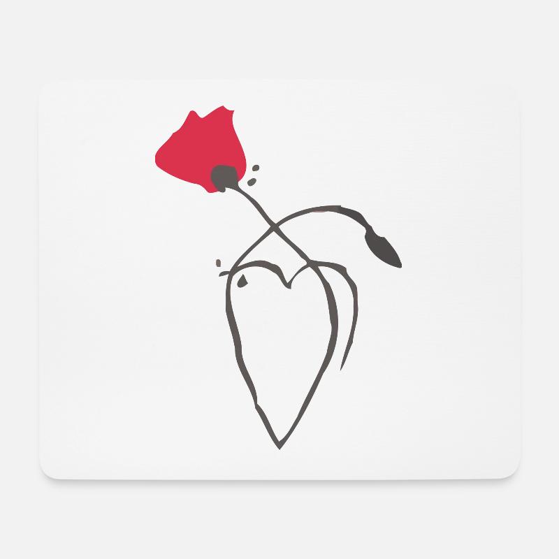 Mohn und Herz - Mousepad (Querformat) - Weiß