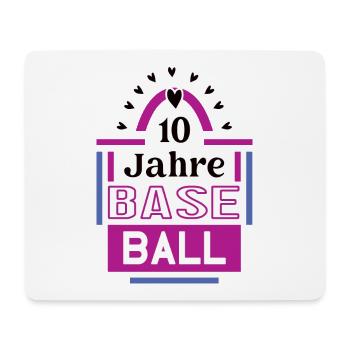 10 Jahre Baseball Jubiläum Baseballspielerin - Mousepad (Querformat) - Weiß - Vorne