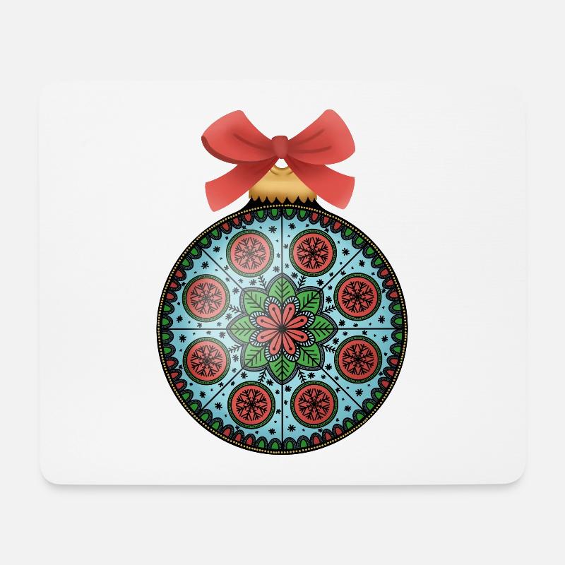 Weihnachtskugel Mandala - Mousepad (Querformat) - Weiß