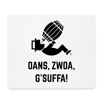 Oans, Zwoa, G’Suffa! (Bier Trinker Unter Bierfass) - Mousepad (Querformat) - Weiß - Vorne