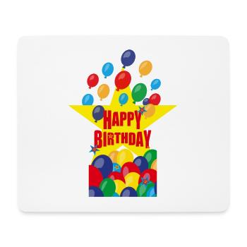Happy Birthday mit Stern und Luftballons. - Mousepad (Querformat) - Weiß - Vorne