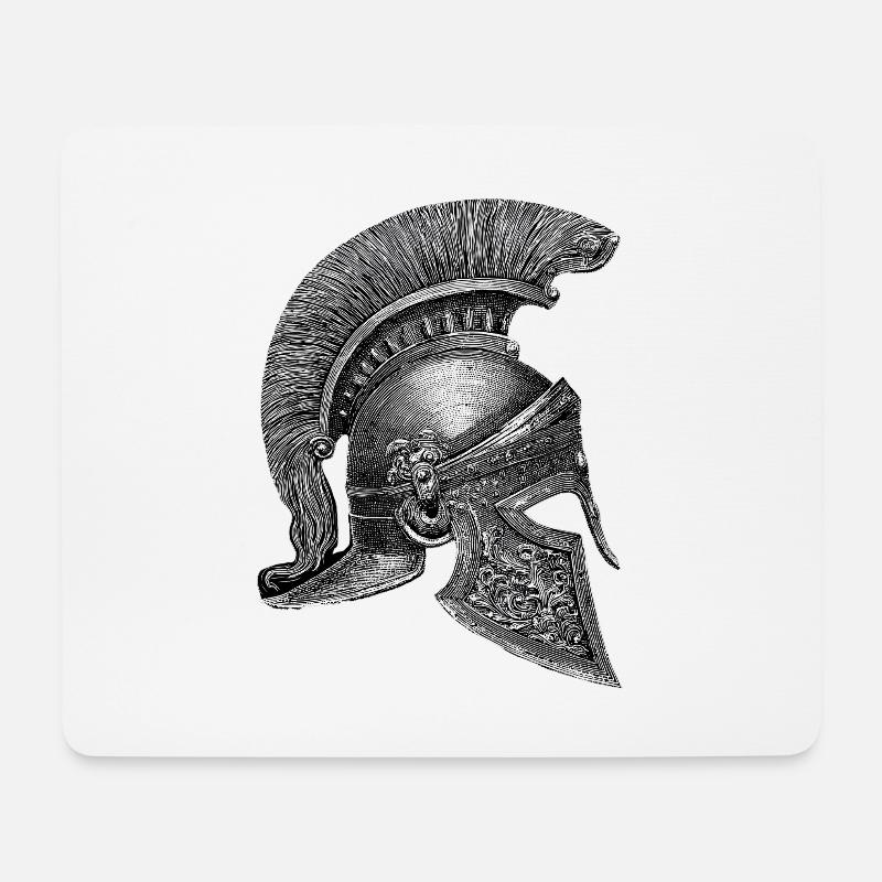 Casque corinthien – Gravure antique - Tapis de souris (format paysage) - blanc