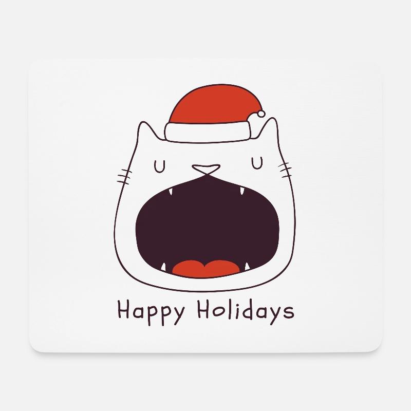 Lustige Weihnachtskatze - Mousepad (Querformat) - Weiß