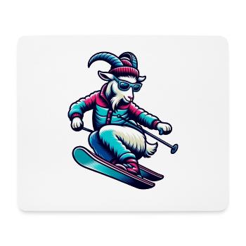 Lustige Ziege Beim Ski Im Winter - Mousepad (Querformat) - Weiß - Vorne