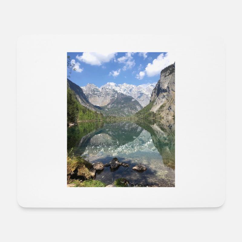 Berg und See in Bayern - Mousepad (Querformat) - Weiß