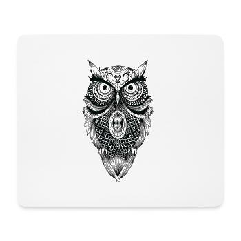 Mandala Eule - Mousepad (Querformat) - Weiß - Vorne