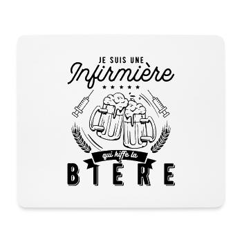 t shirt infirmière qui kiffe la bière idée cadeau - Tapis de souris (format paysage) - blanc - Devant