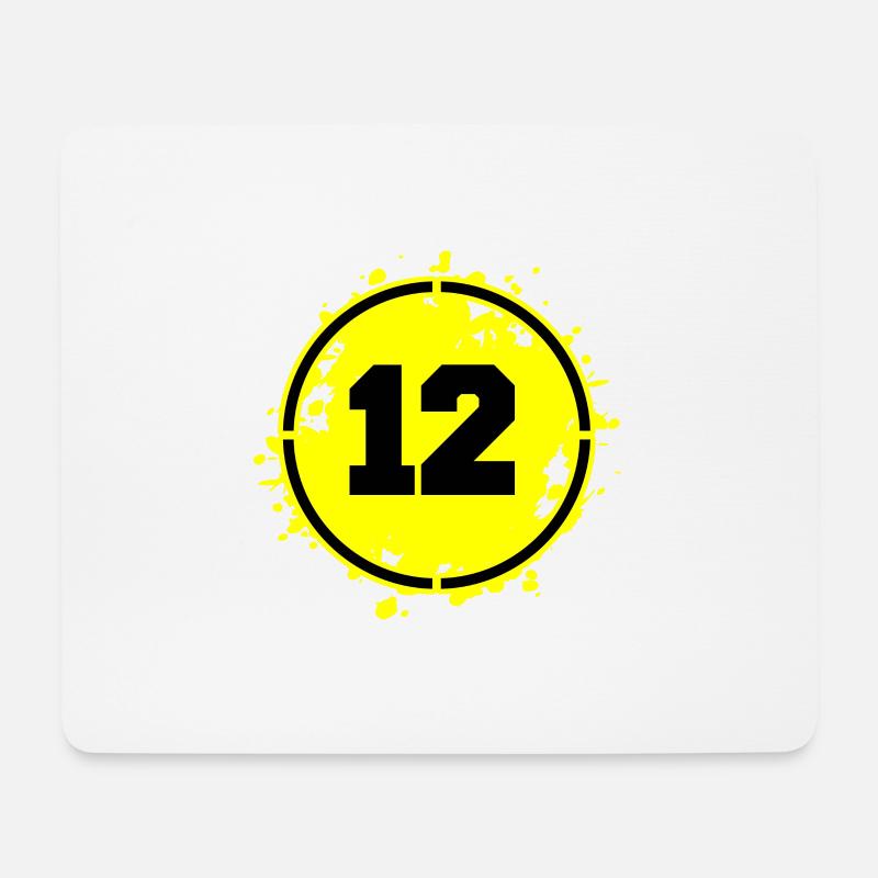 12 Zahl Klecks - Mousepad (Querformat) - Weiß