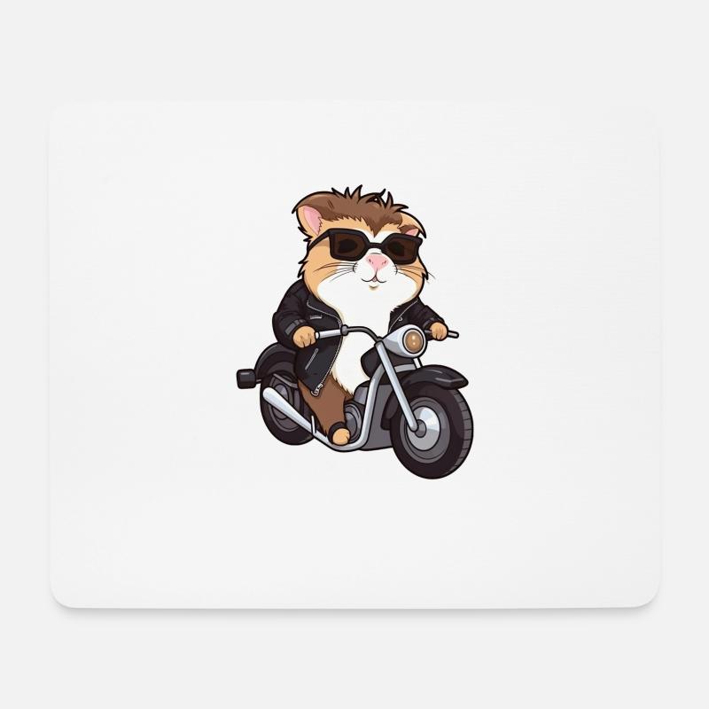 Meerschweinchen fährt Motorrad - Mousepad (Querformat) - Weiß
