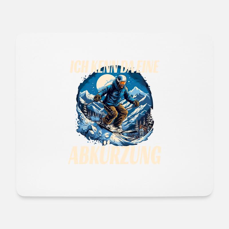 Skifahren Abkürzung Abseits der Piste Winterspaß - Mousepad (Querformat) - Weiß