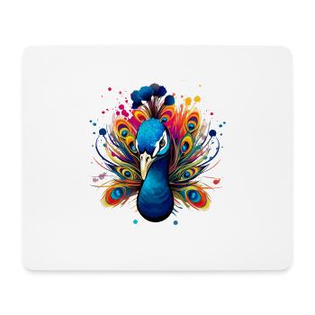 Bunter Pfau für Ornithologe Tierliebhaber - Mousepad (Querformat) - Weiß - Vorne