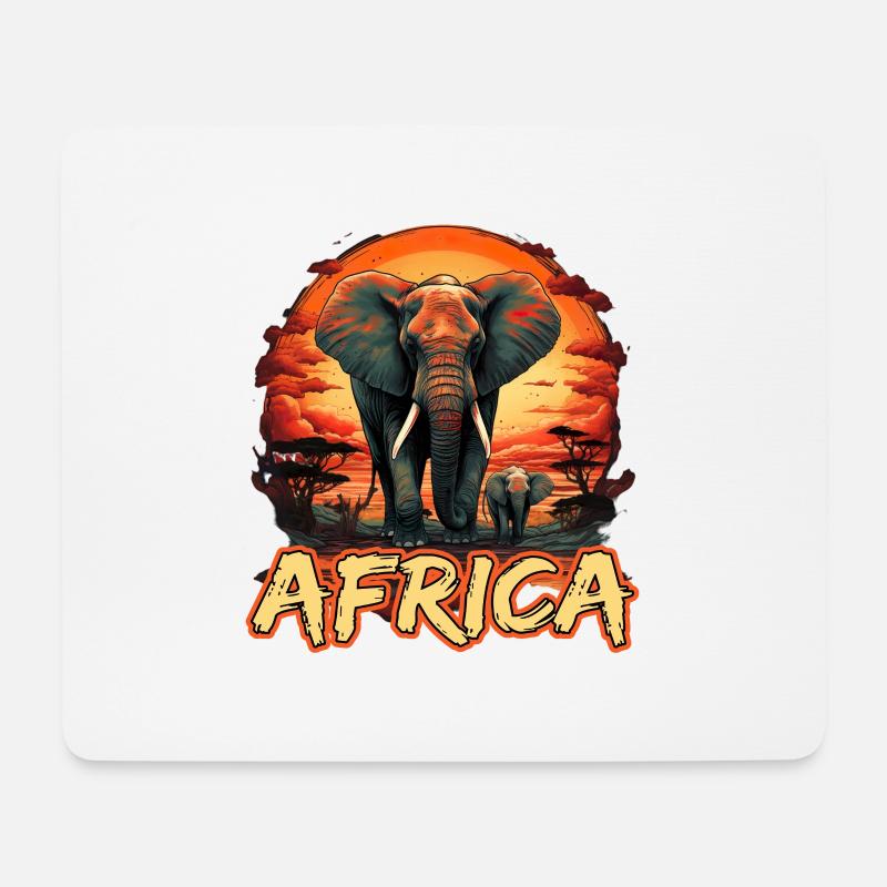 Elefant Afrika Safari - Mousepad (Querformat) - Weiß
