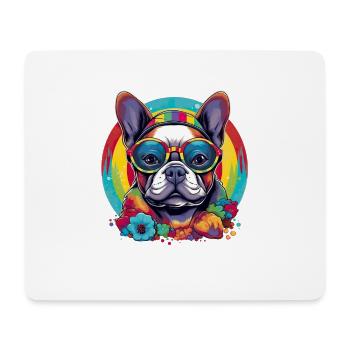 Französische Bulldogge Hund Mops - Mousepad (Querformat) - Weiß - Vorne