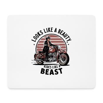 Looks Like A Beauty Rides Like A Beast - Mousepad (Querformat) - Weiß - Vorne
