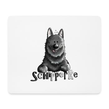 Pfiffiger Schipperke - Hund - Mousepad (Querformat) - Weiß - Vorne